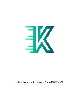 letter K and speed line logo design