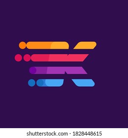 Plantilla de diseño del logotipo de las líneas de velocidad K de la letra. Colorido icono creativo único para anuncios multimedia, afiche creativo, identidad deportiva, etc.