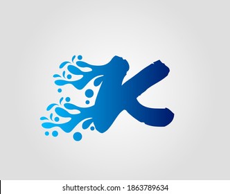 Letter K With Splash Water Logo Template Vector.