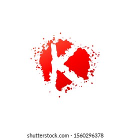 Letter K  Splatter logo icon.  Abstract Design concept red blood splash  with hidden letter K logo icon for initial, company identity and more brands.