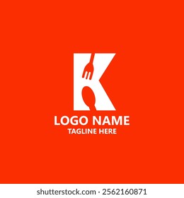 letter K spoon fork logo design vector