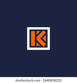 letter K with square rectangle business company logo vector illustration template design