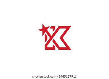 Letter K Star Logo design, Letter K with Star Inside combination, vector Illustration
