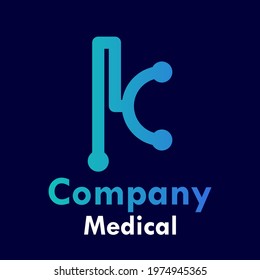 Letter k with stethoscope logo template illustration