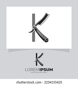 Letter K Straight Razor Logo Design Vector Icon Graphic Illustration