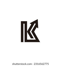 letter k stripes arrow chart logo vector 