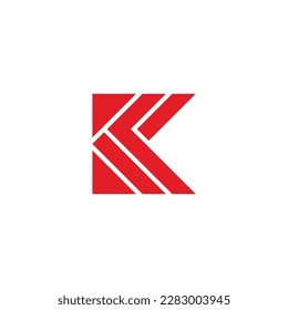 Buchstabe k Streifen Pfeile geometrisches Logo, Vektorgrafik 