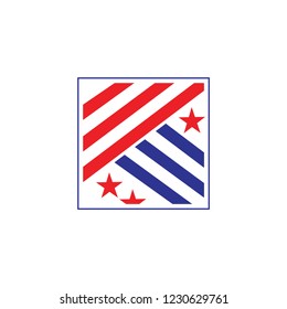 letter k stripes flag symbol logo vector