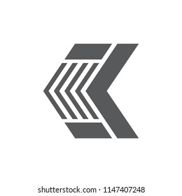 letter k stripes geometric arrow logo vector