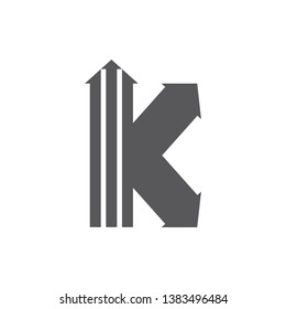 letter k stripes geometric arrow logo vector