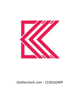 letter k stripes geometric square logo 