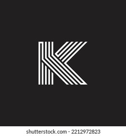 letter k stripes linear linked logo vector