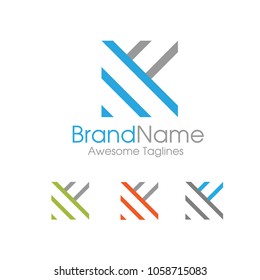 Letter K stripes logo design vector illustration template