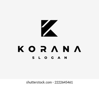 Letter K Stylish Modern Geometric Simple Minimalist Monogram Vector Logo Design