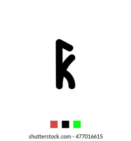 Letter K. Stylized letter of the English alphabet. Black font isolated on white background.