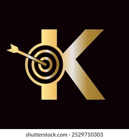 Letter K Success Logo Combine with Bow Target  Icon