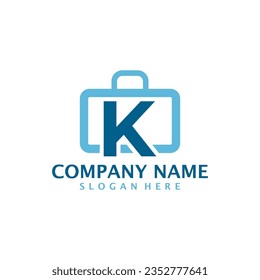 Letter K with Suitcase logo design vector. Initial K with Suitcase logo design template concept