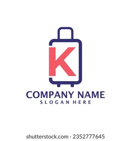 Letter K with Suitcase logo design vector. Initial K with Suitcase logo design template concept