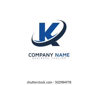 Letter K Swoosh Ring Round Logo Design Template