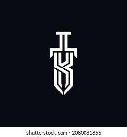 letter k sword logo in geometry style