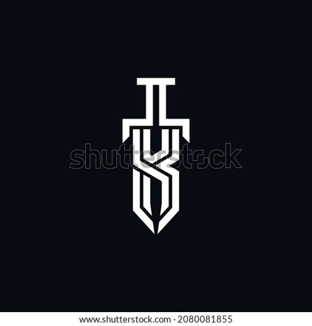 letter k sword logo in geometry style