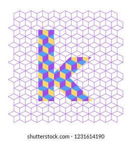 Letter k symbol with geometric texture child theme with pastel colors