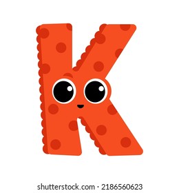 The letter K. Symbol from the monster alphabet. Isolated on white background. Vector illustration.