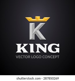 The letter "K" symbolizing the king and crown. Concept of logo