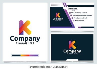 letter k and t , color gradient,logo design and business card