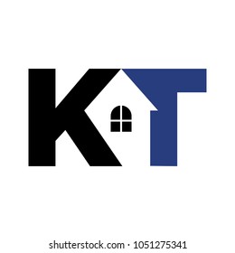 letter K and T home vector logo.