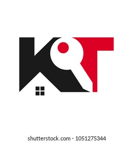 letter K and T home vector logo.