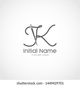 Letter K Tailor Logo. Needle With Thread Vector Icon. Lettering logo Tailor For Initial Name or Brand.