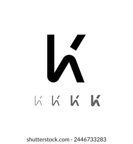 Letter K, technical digital alphabet font, including set from four of different thicknesses, vector illustration 10eps