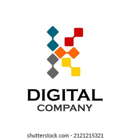 Letter k technology design logo template illustration