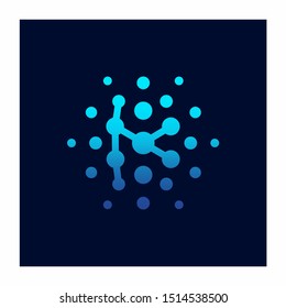 Letter K Technology Dots Logo Design Vector Icon