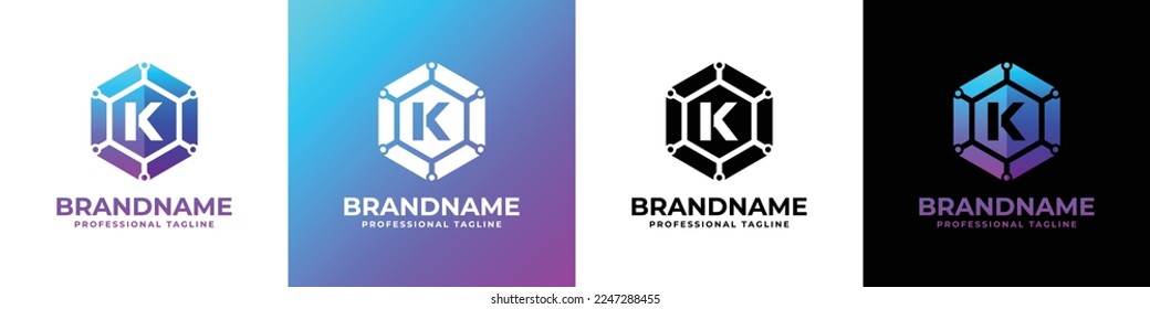 Letter K Technology Hexagon Logo, suitable for any business with K initial.
