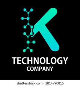 Letter k technology logo template illustration. suitable for biology, science, electric, energy, brand etc