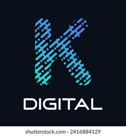 Letter k technology vector logo template. Suitable for technology, digital, web, link, internet, media etc