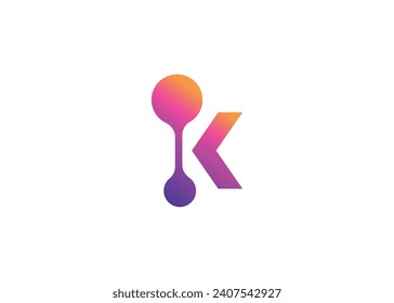 Letter K Technology vector monogram logo design template. Letter K molecule, Science and Bio technology Vector logo