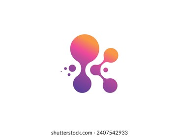 Letter K Technology vector monogram logo design template. Letter K molecule, Science and Bio technology Vector logo