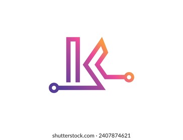 Letter K Technology vector monogram logo design template. Letter K molecule, Science and Bio technology Vector logo