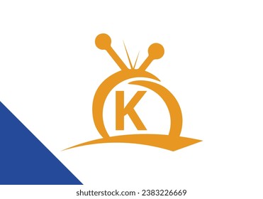 Letter K television Logo Design Concept. channel television TV logo vector icon illustration