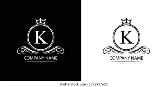 letter K template logo Luxury letter with crown. Monogram alphabet . Beautiful royal initials letter. restaurant, food company, shop , boutique template emblem	
