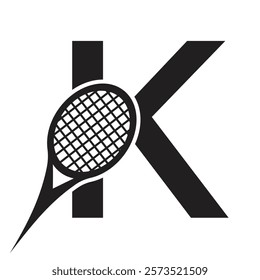 Letter K Tennis Logo. Paddle Symbol Vector Template