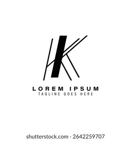 letter K thin line Logo. Alphabet K invitation card Icon
