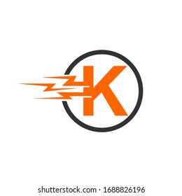 
Letter K with thunder logo design