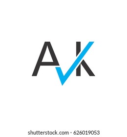 letter a and k with tick logo design