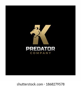 Letter K Tiger, Predator Logo Design Vector
