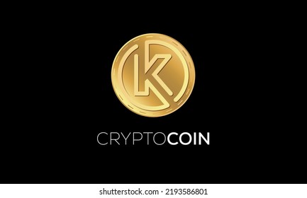 letter K Token cryptocurrency golden  color coin on golden color letters, Digital online technology blockchain isolated creative letters icon, Vector illustration. Use for logos.