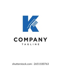 Letter K Toothbrush Logo Icon Vector